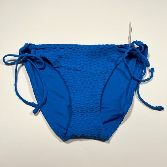 Victoria Secret XL Bikini Bottom Classic DOUBLE Side Tie Textured Blue - Picture 1 of 6